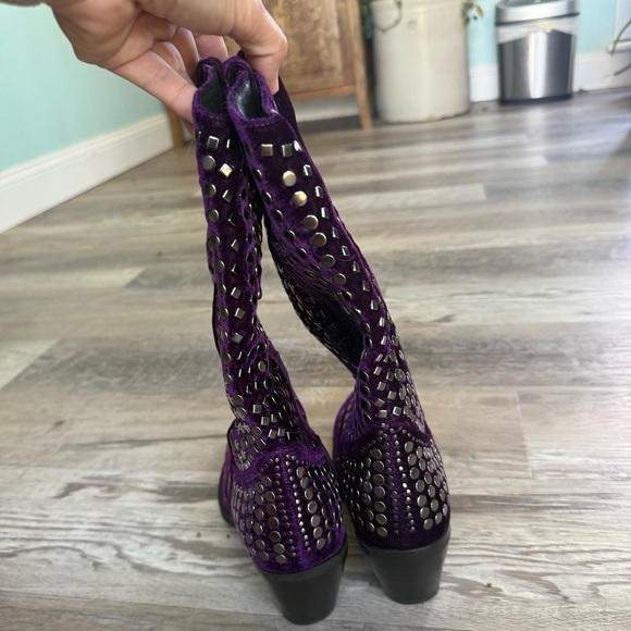 Studded Purple Velvet Women's BootsSize 38 - Picture 4 of 7